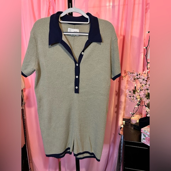 Anthropologie Pants - Anthropologie Navy and Tan Jumpsuit